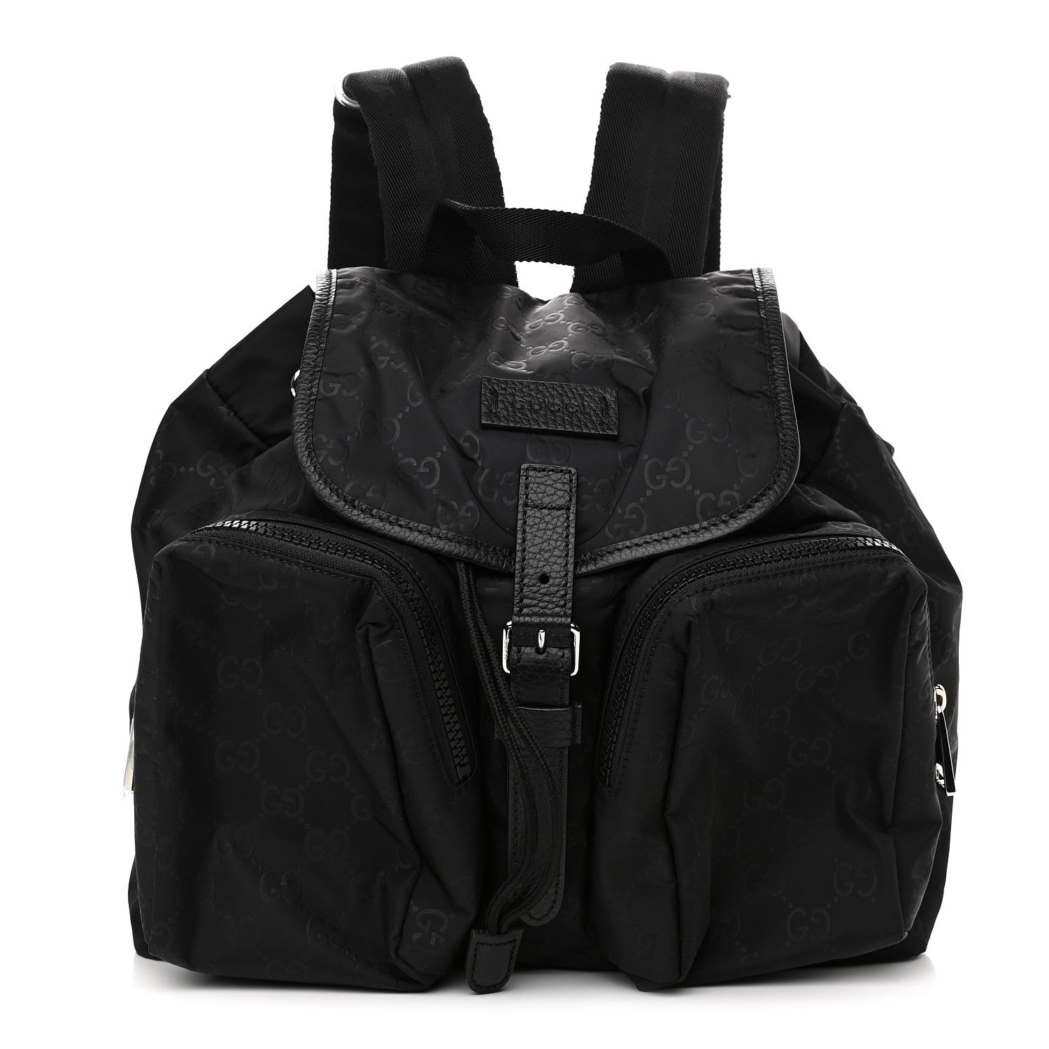 Gucci Nylon Monogram Medium Light Single Buckle Backpack Black 1 of 9