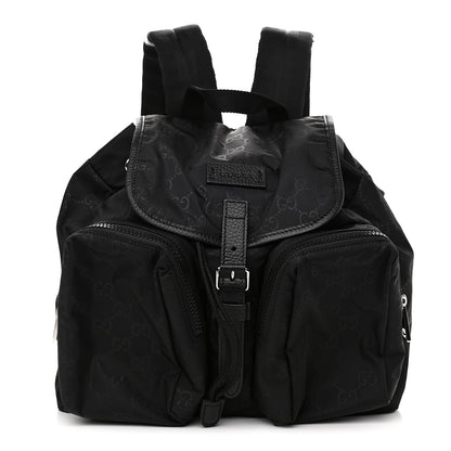 Gucci Nylon Monogram Medium Light Single Buckle Backpack Black 1 of 9