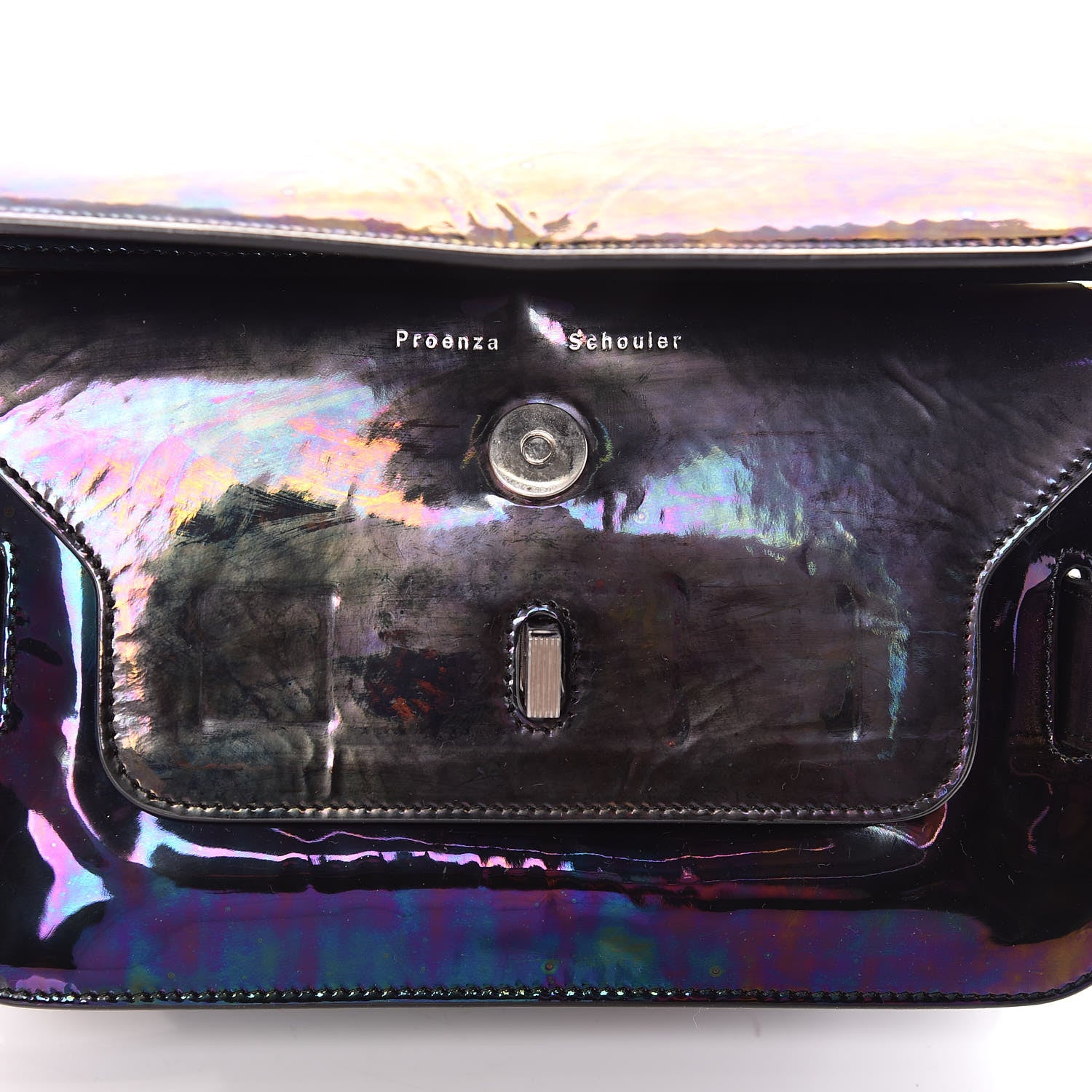 Proenza Schouler Holographic Patent Mini PS11 Classic Shoulder Bag Oil Slick 14 of 14