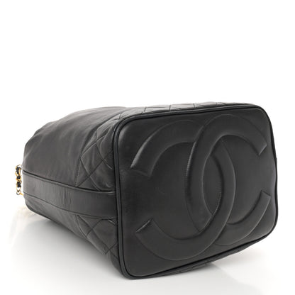 Chanel Lambskin Quilted Drawstring Bucket Bag Black 5 of 12