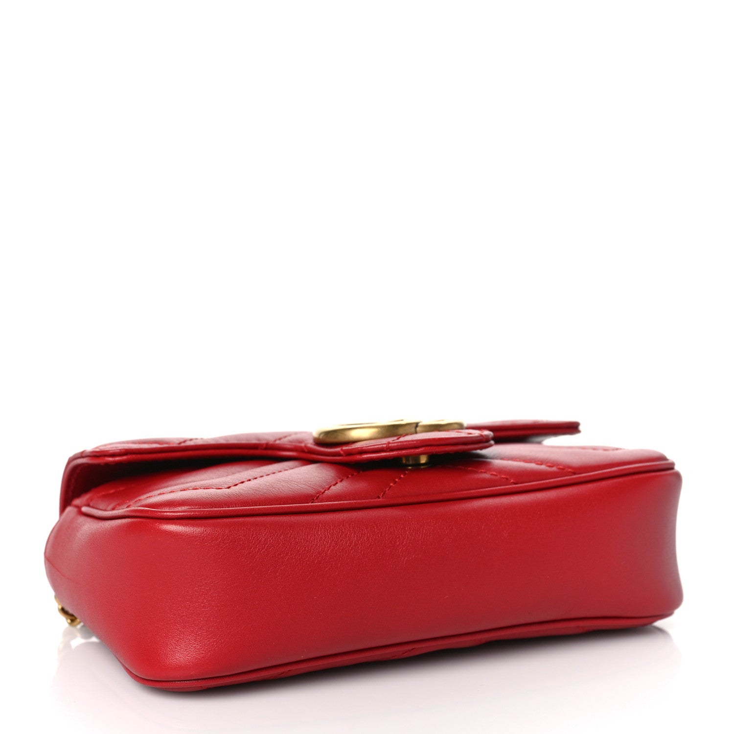 Gucci Calfskin Matelasse Super Mini GG Marmont Shoulder Bag Hibiscus Red 4 of 9