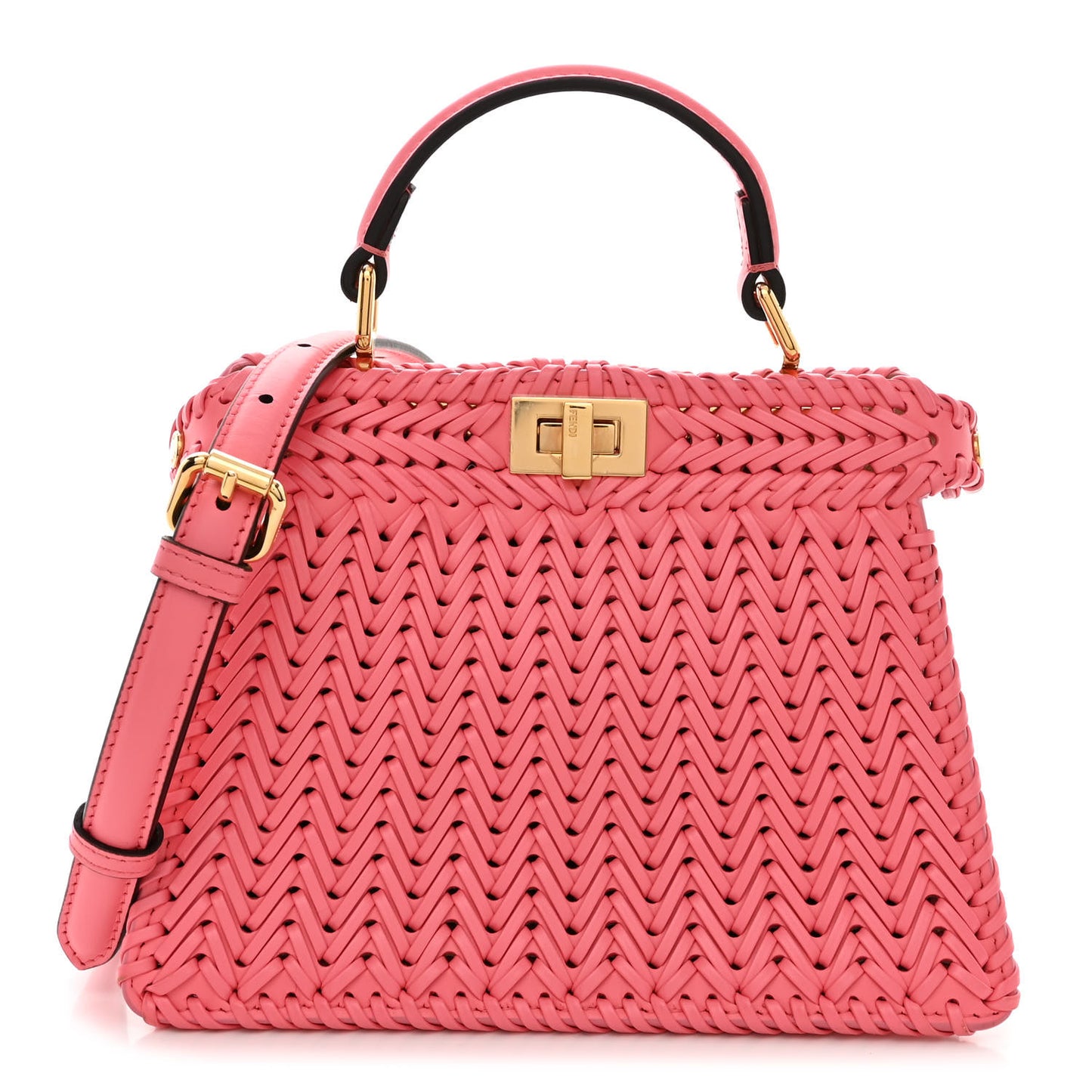 Vitello King Shiny Nappa Intreccio Petite Peekaboo I SEE U Satchel Pink Dalia