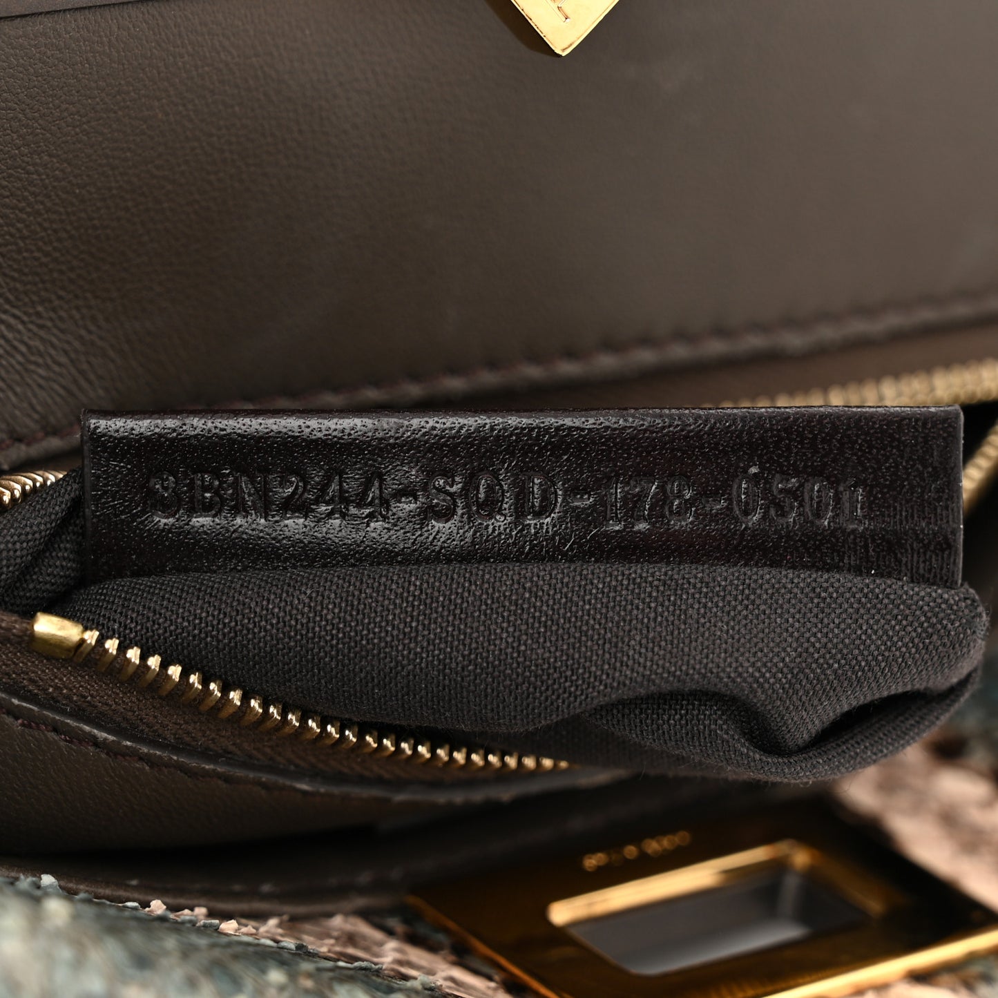 Snakeskin Mini Peekaboo Iconic Satchel Malachite Carbone