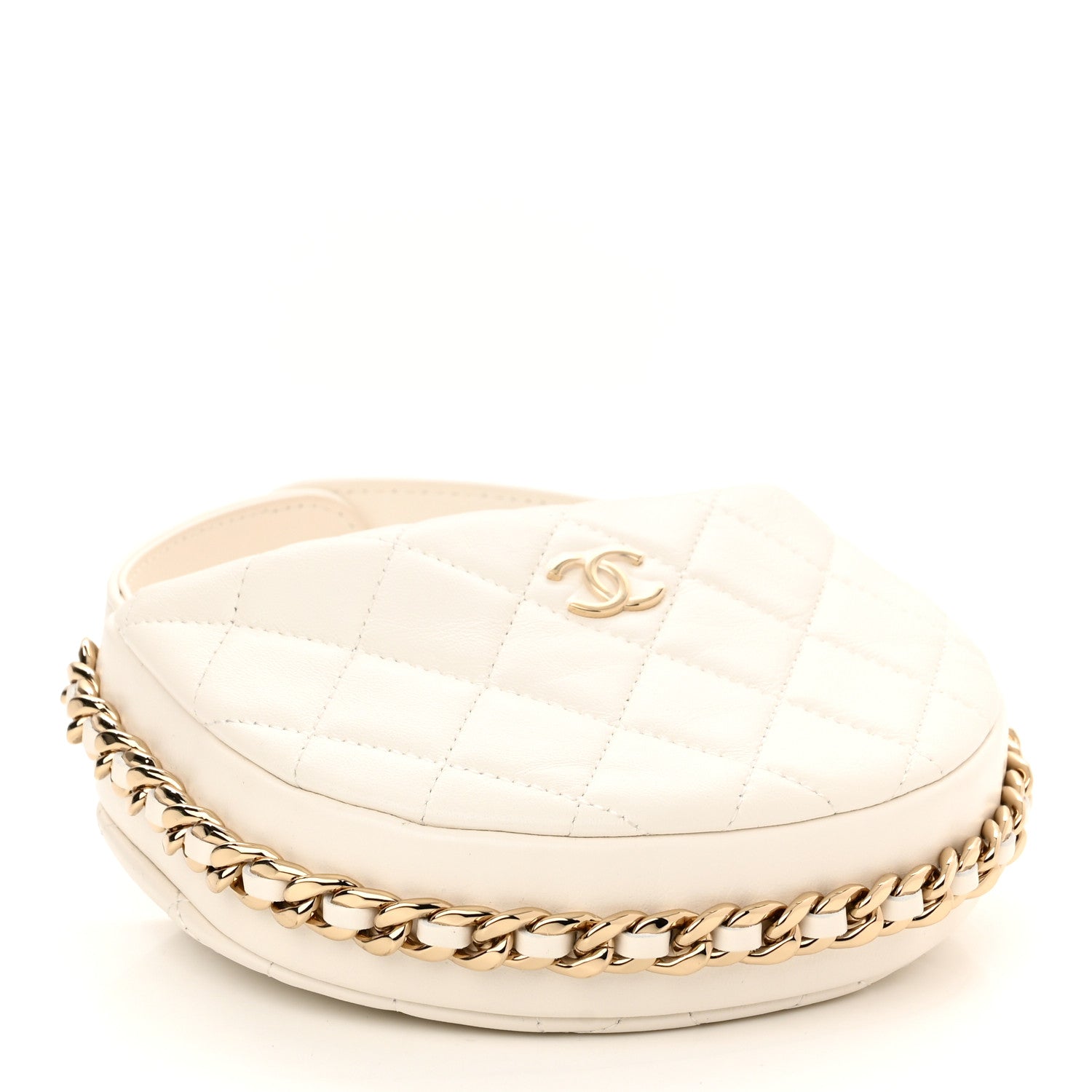 Chanel Lambskin Quilted Chain Around Pouch Hobo White 4 of 11