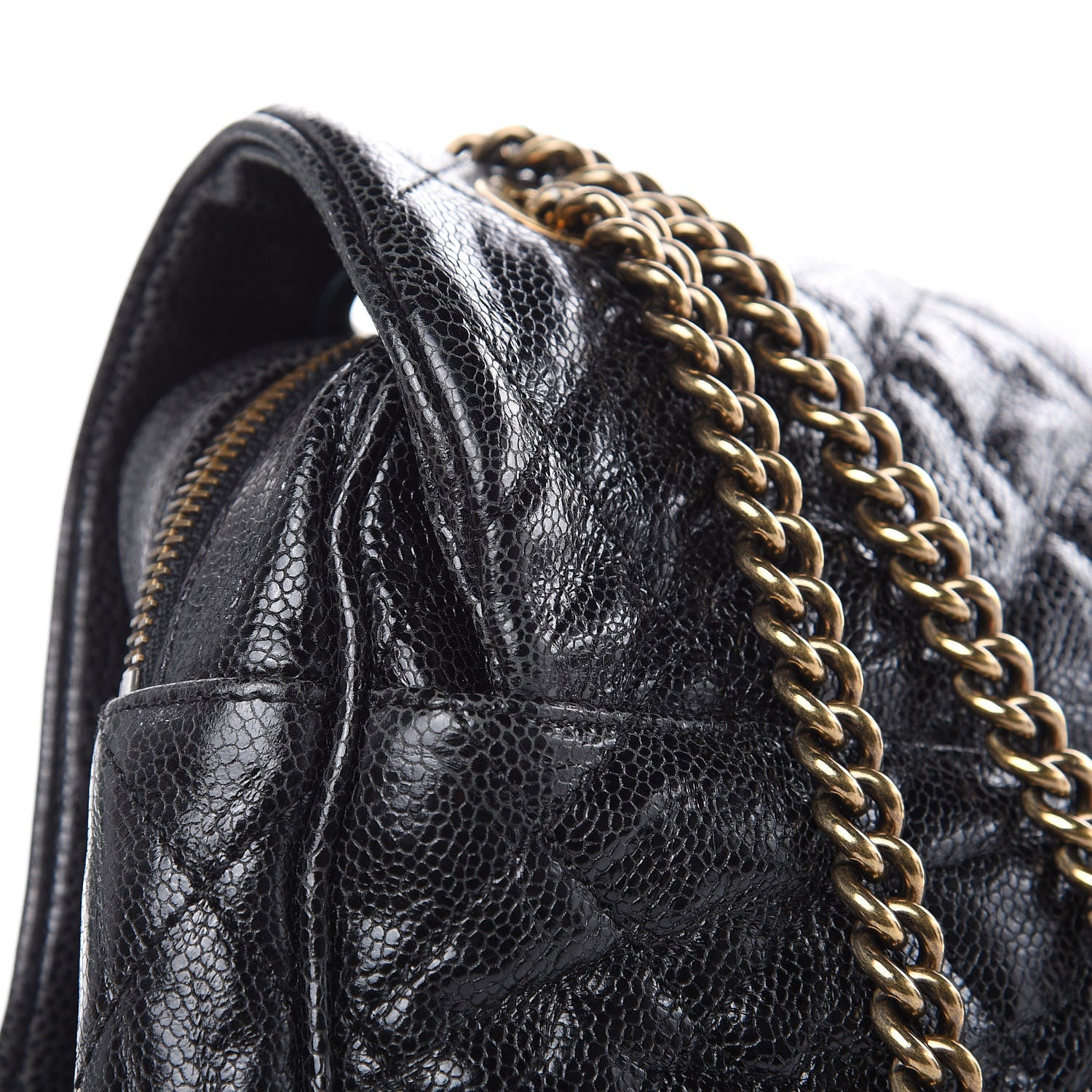 Chanel Crumpled Grained Calfskin Quilted Large Shiva Flap Black 10 of 10