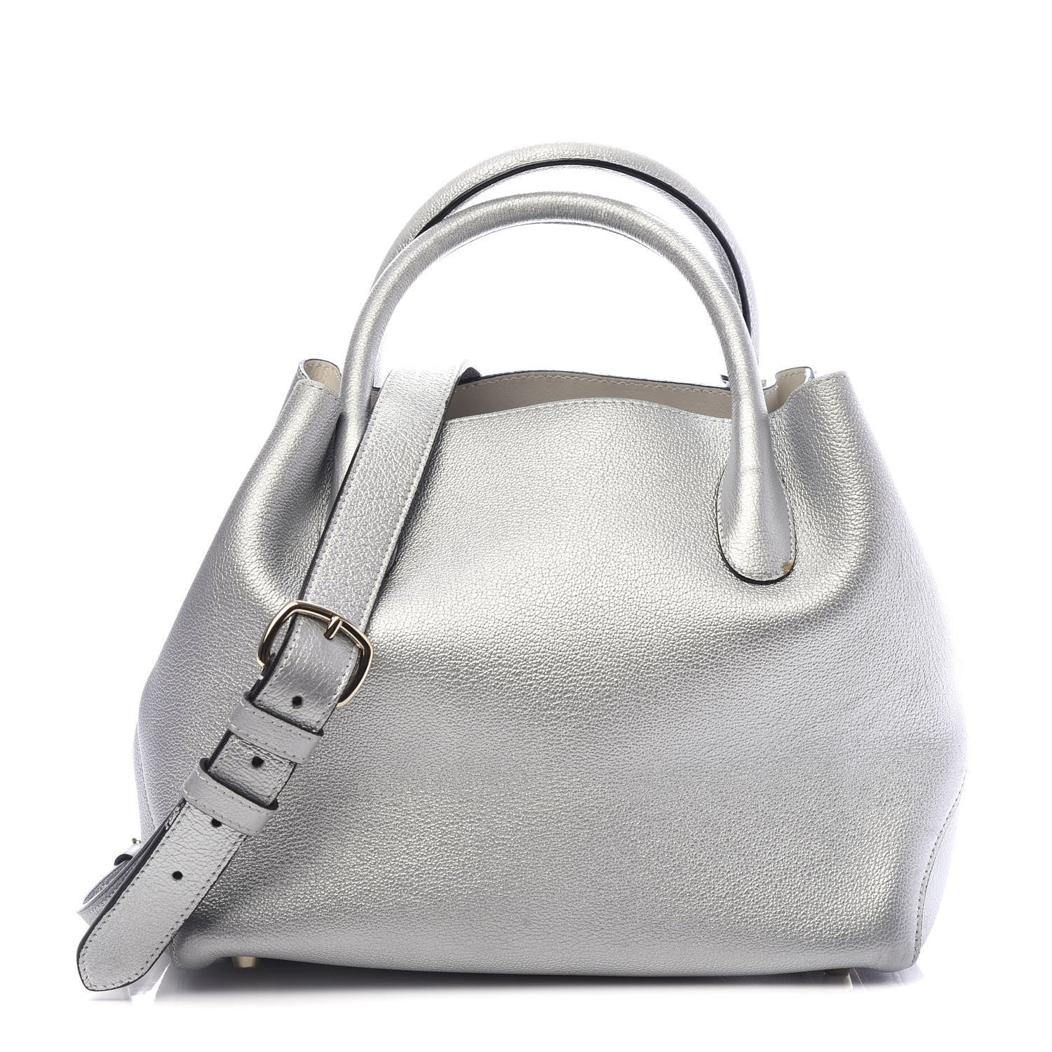Christian Dior Metallic Supple Grained Calfskin Medium Open Bar Tote Silver 1 of 11