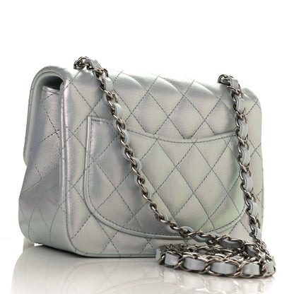 Chanel Iridescent Lambskin Quilted Mini Square Flap Light Blue 3 of 10