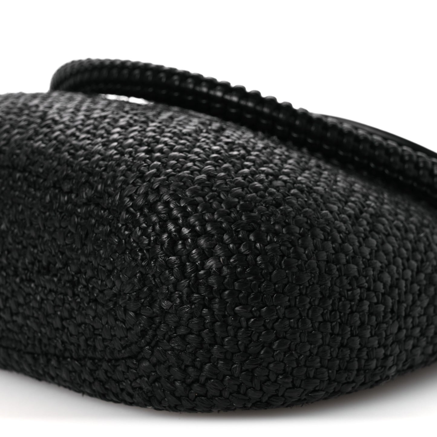 Raffia Calfskin Medium Pescador Bag Black