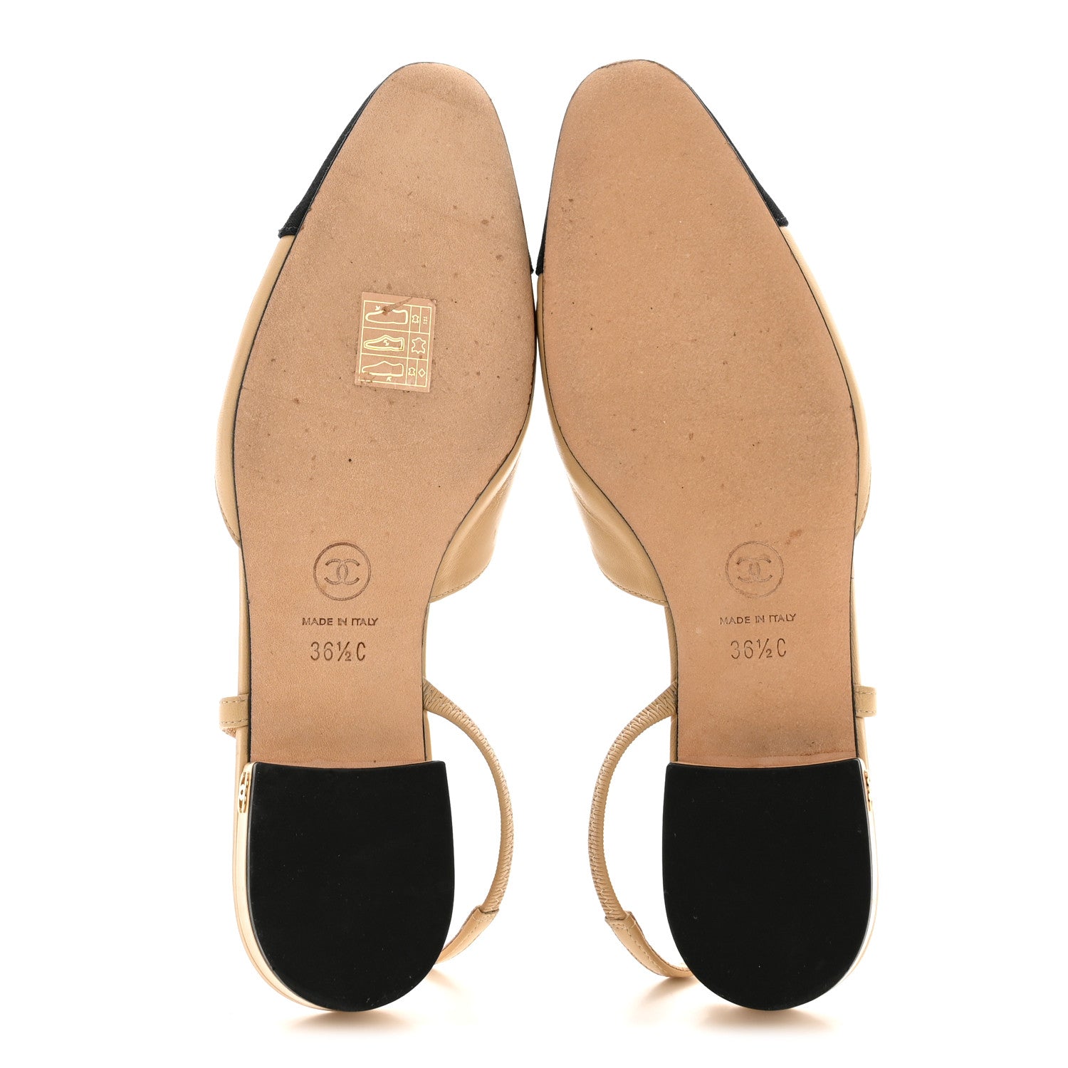 Chanel Goatskin Grosgrain Cap Toe CC Slingback Sandals 36.5 Beige Black 6 of 11