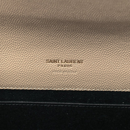 Saint Laurent Grain De Poudre Matelasse Chevron Monogram Envelope Clutch Dark Beige 5 of 8
