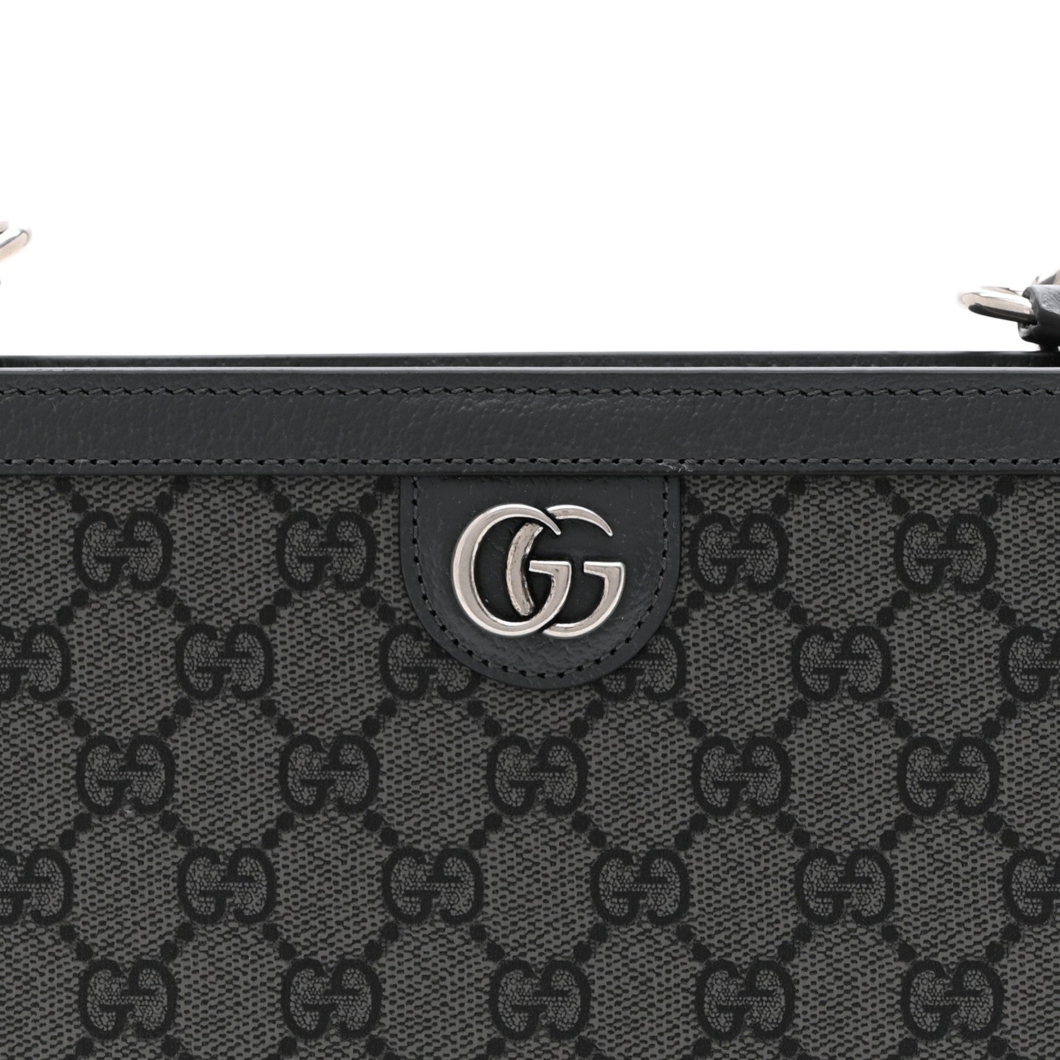 Gucci GG Supreme Monogram Textured Dollar Calfskin Web Small Ophidia Shoulder Bag  Grey Black Graphite Grey 8 of 10