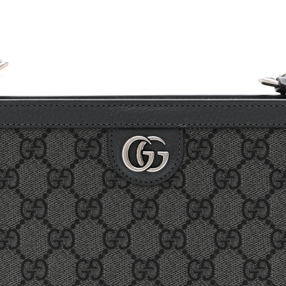 Gucci GG Supreme Monogram Textured Dollar Calfskin Web Small Ophidia Shoulder Bag  Grey Black Graphite Grey 8 of 10