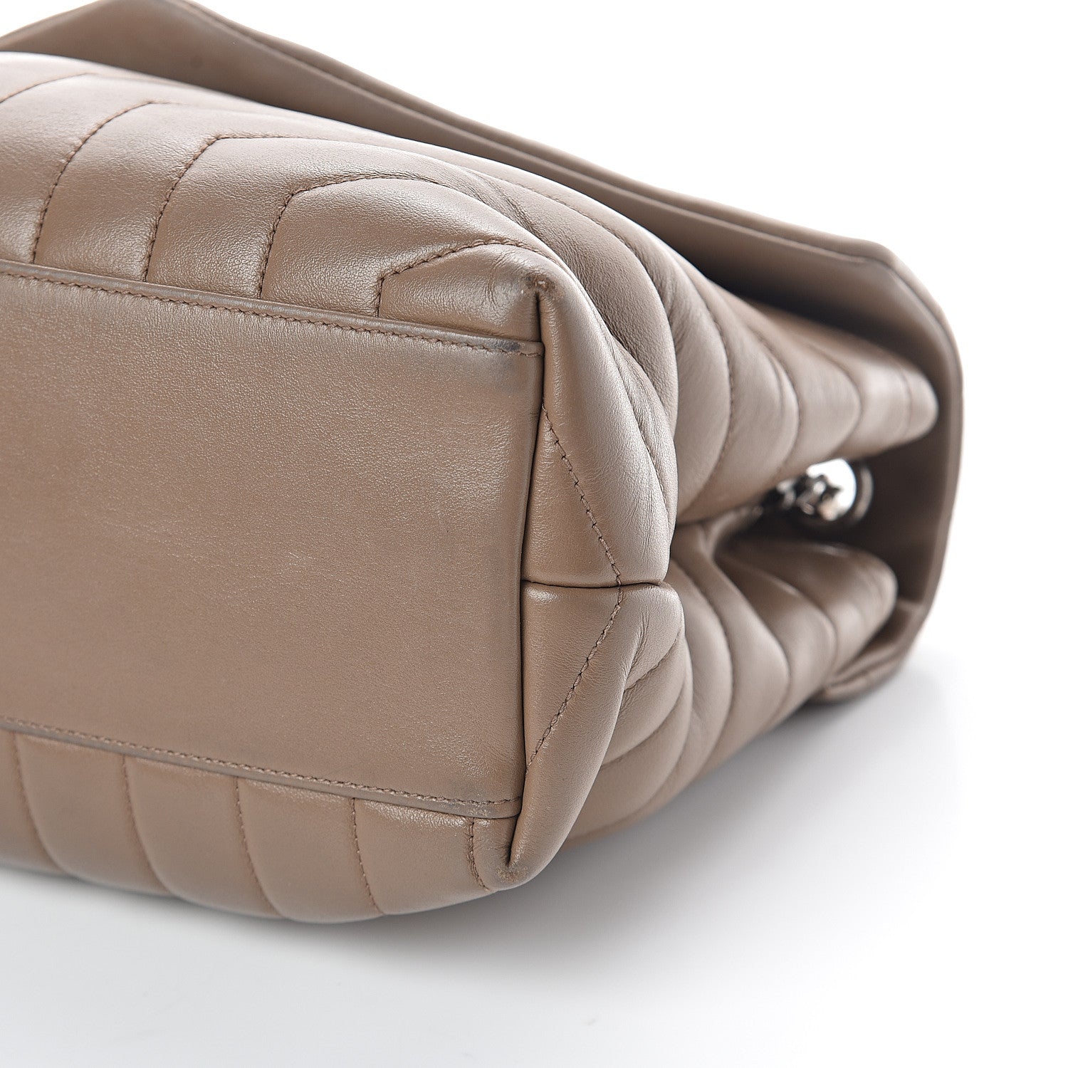 Saint Laurent Calfskin Y Quilted Medium Loulou Monogram Chain Satchel Light Brown 9 of 9