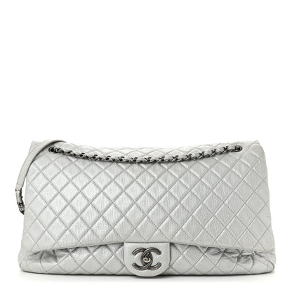 Chanel Metallic Calfskin Quilted XXL Travel Flap Bag Silver 1 of 10
