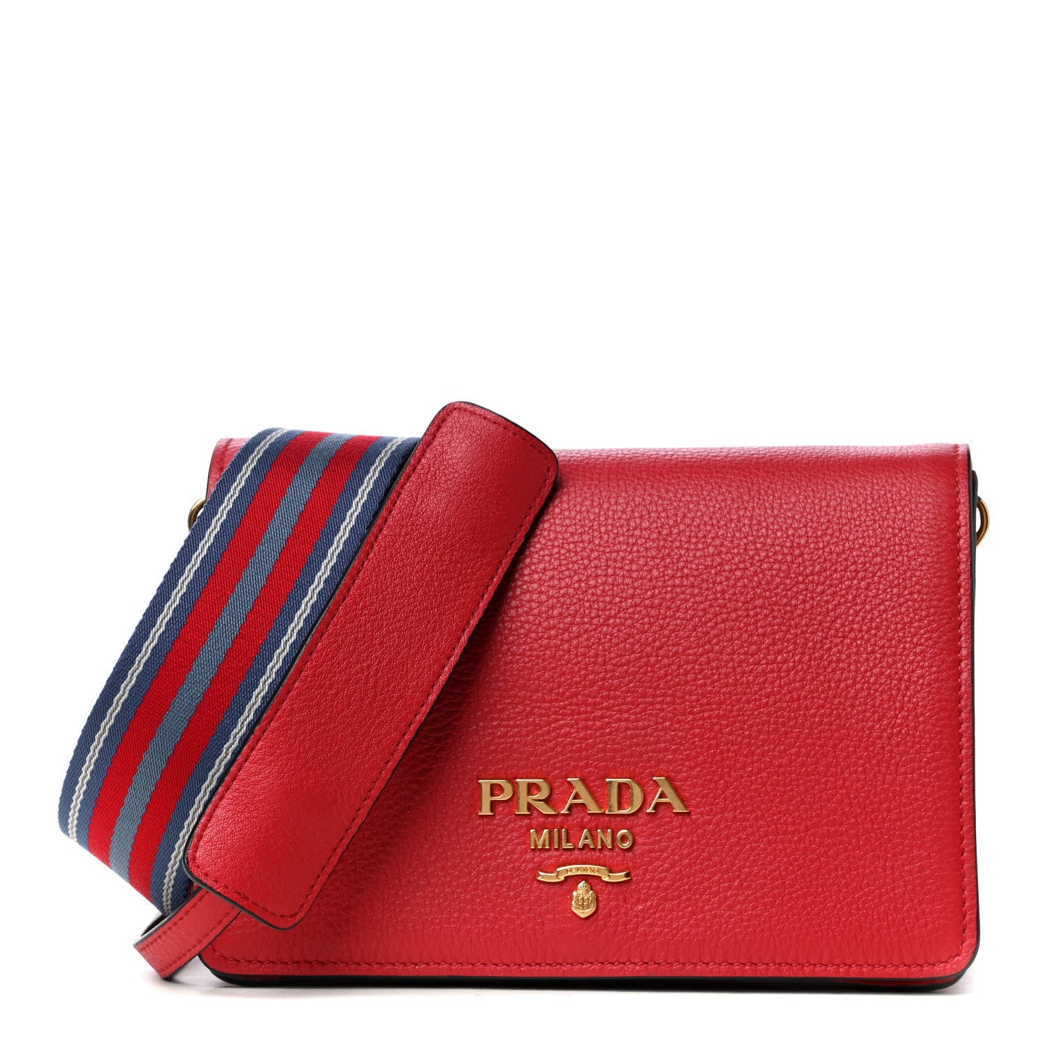 Prada Vitello Daino Flap Crossbody Rosso 1 of 5