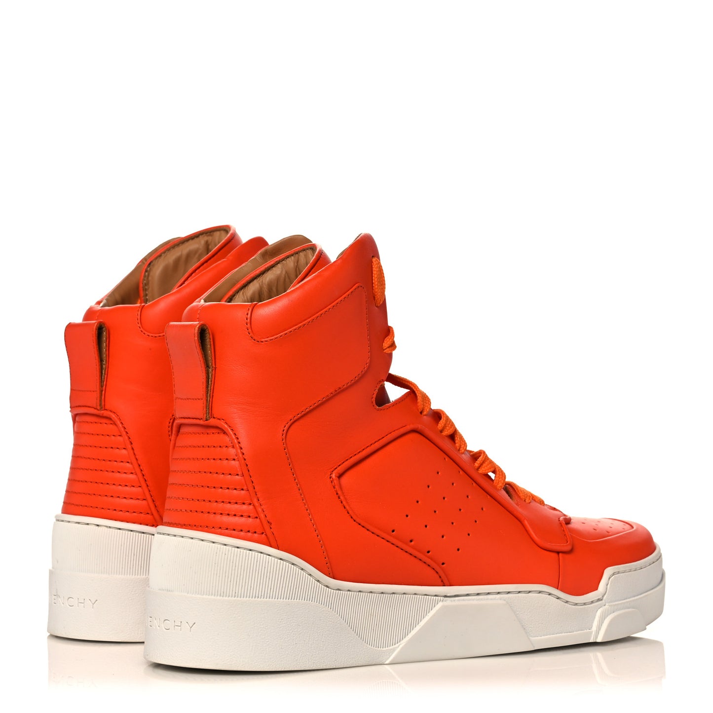 Calfskin Mens Tyson High Top Sneakers 42 Orange