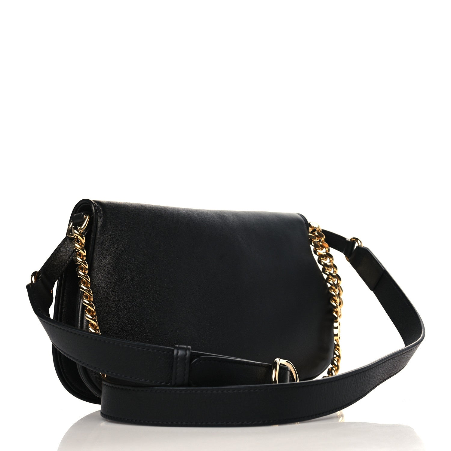 Gucci Roxy Calfskin Blondie Chain Shoulder Flap Bag Black 3 of 8