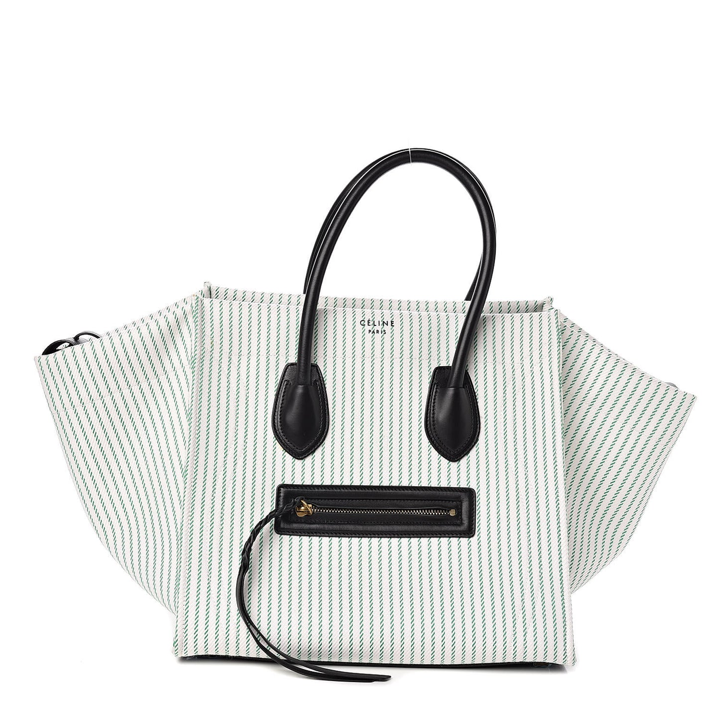 Cotton Canvas Striped Medium Phantom Luggage White Green