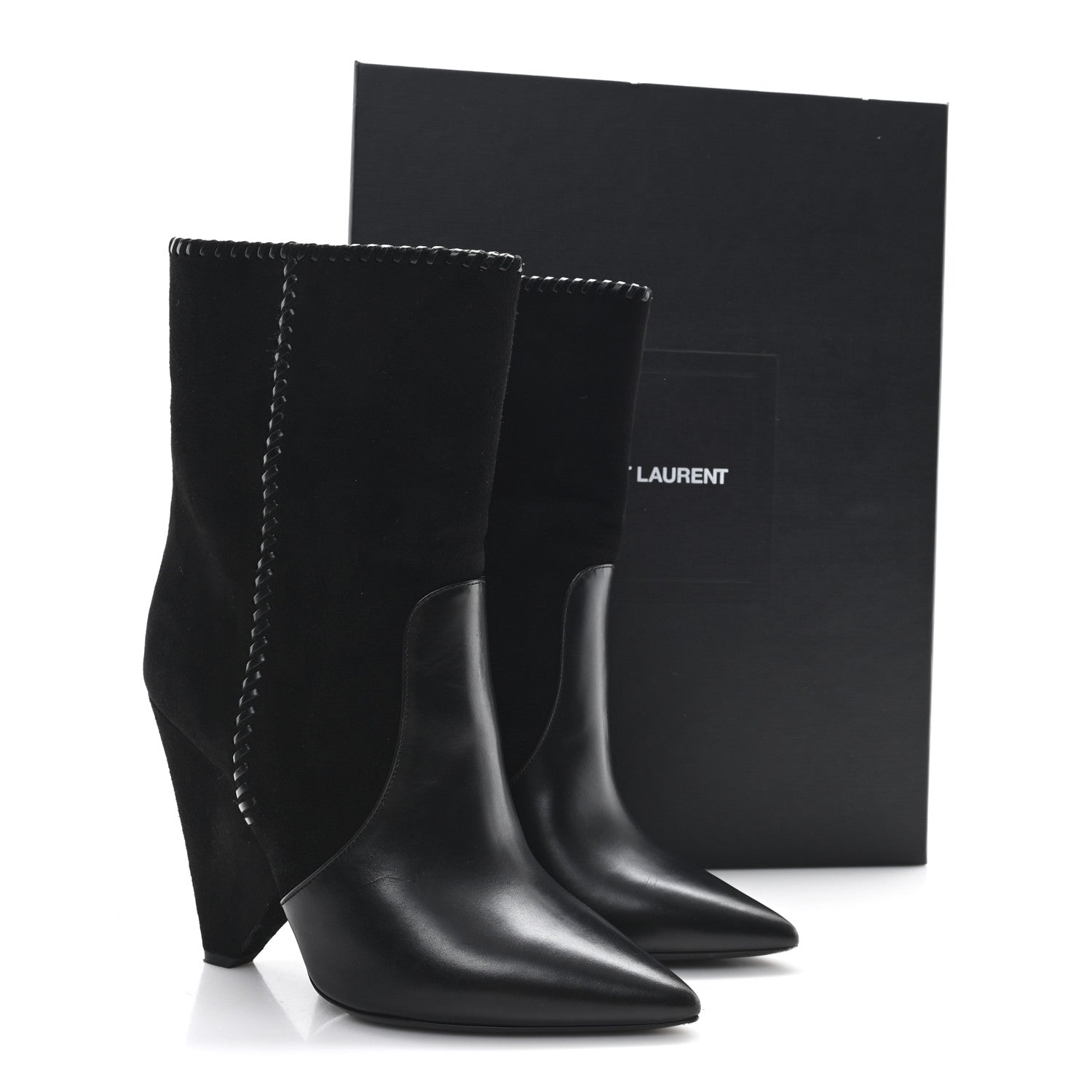 Saint Laurent Suede Calfskin Niki 105 Wedge Booties 39.5 Black 10 of 10