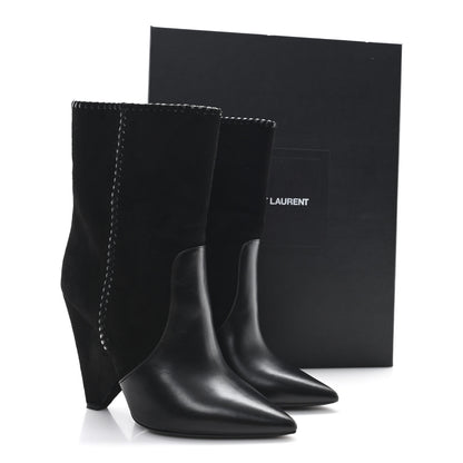 Saint Laurent Suede Calfskin Niki 105 Wedge Booties 39.5 Black 10 of 10