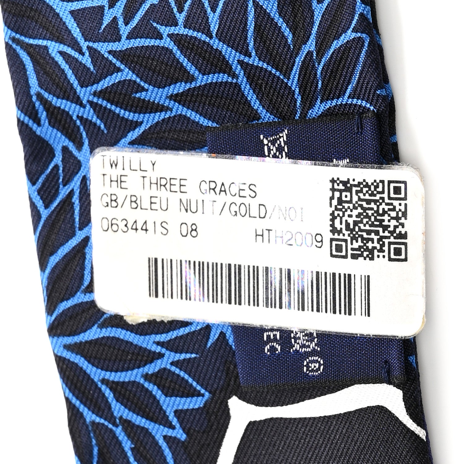 Hermes Silk The Three Graces Twilly Bleu Nuit Gold Black 4 of 4