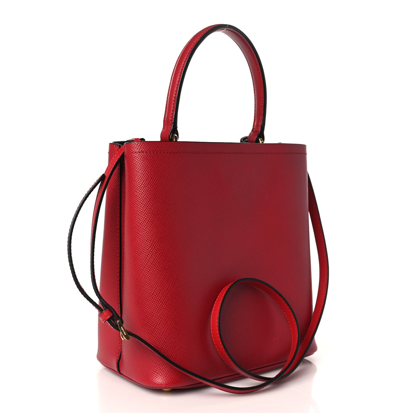 Saffiano Cuir Medium Panier Bucket Bag Fuoco Black