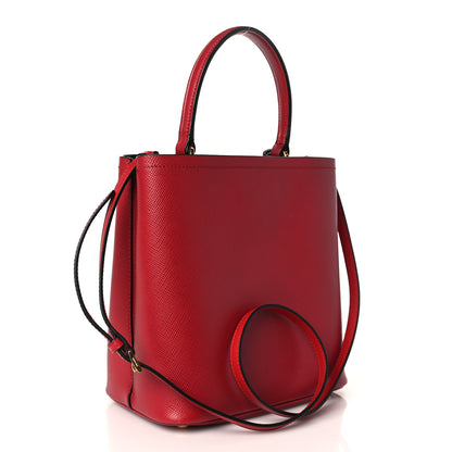 Prada Saffiano Cuir Medium Panier Bucket Bag Fuoco Black 3 of 8