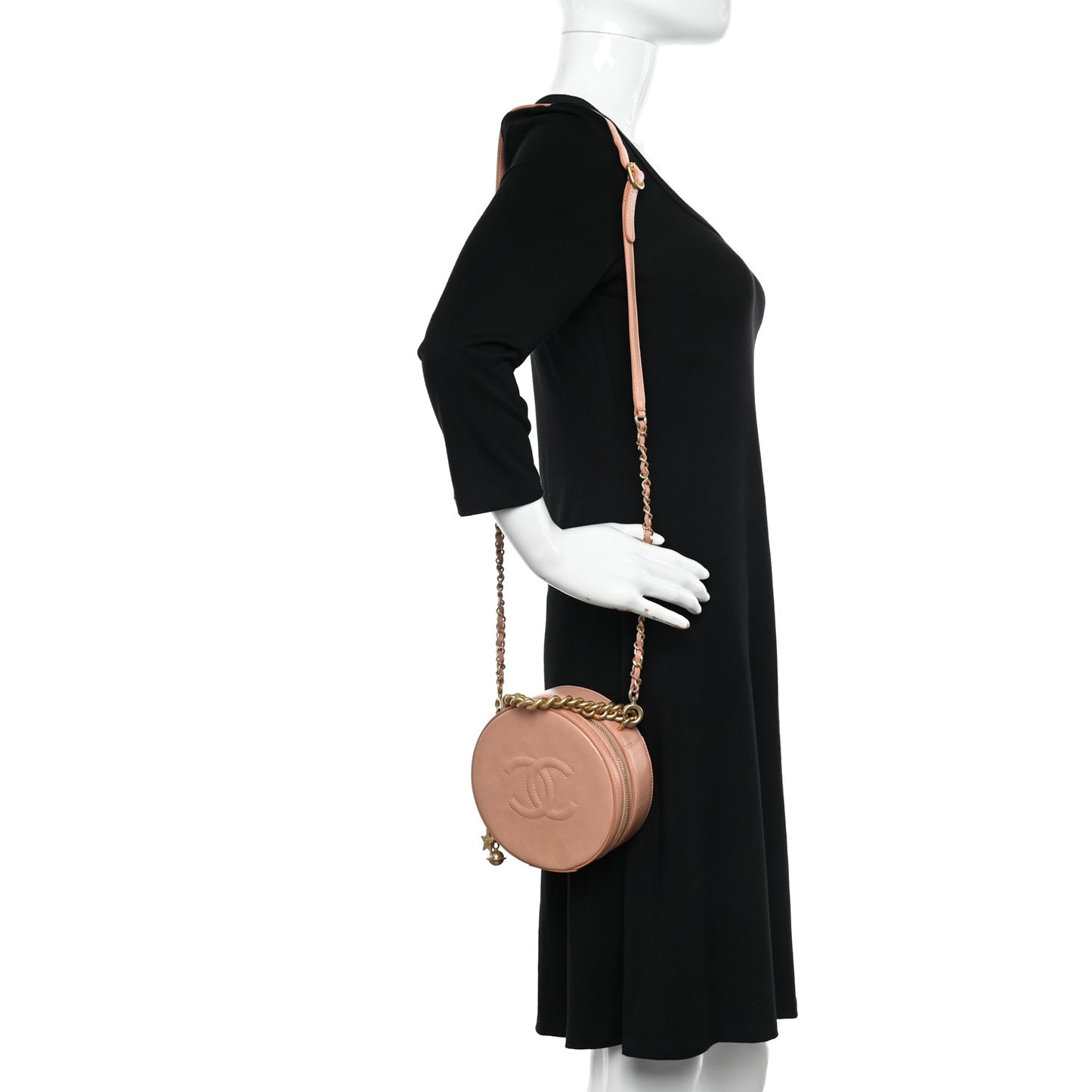 Calfskin Round As Earth Evening Bag Beige