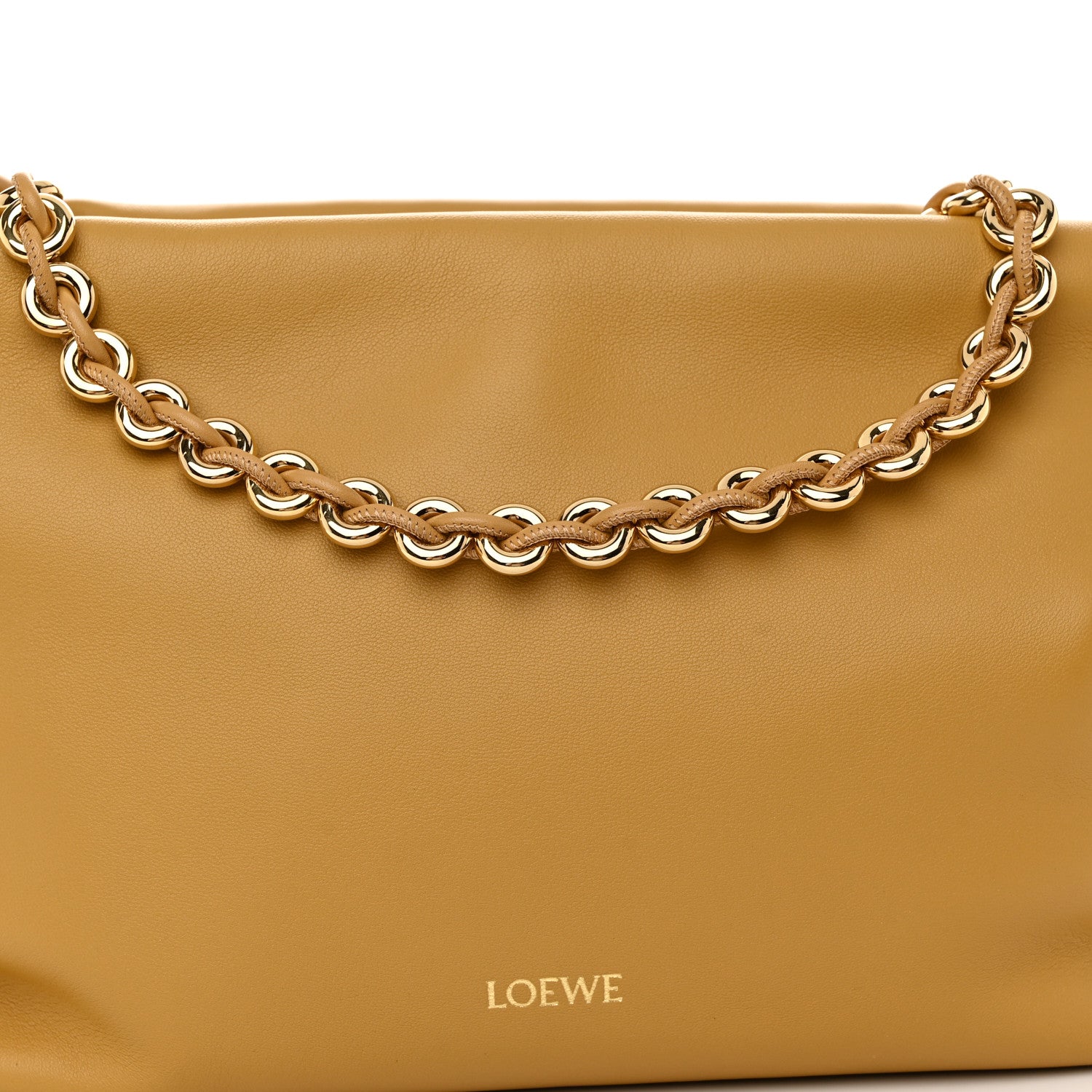 Loewe Mellow Nappa Donut Medium Chain Flamenco Knot Clutch Sahara 8 of 10
