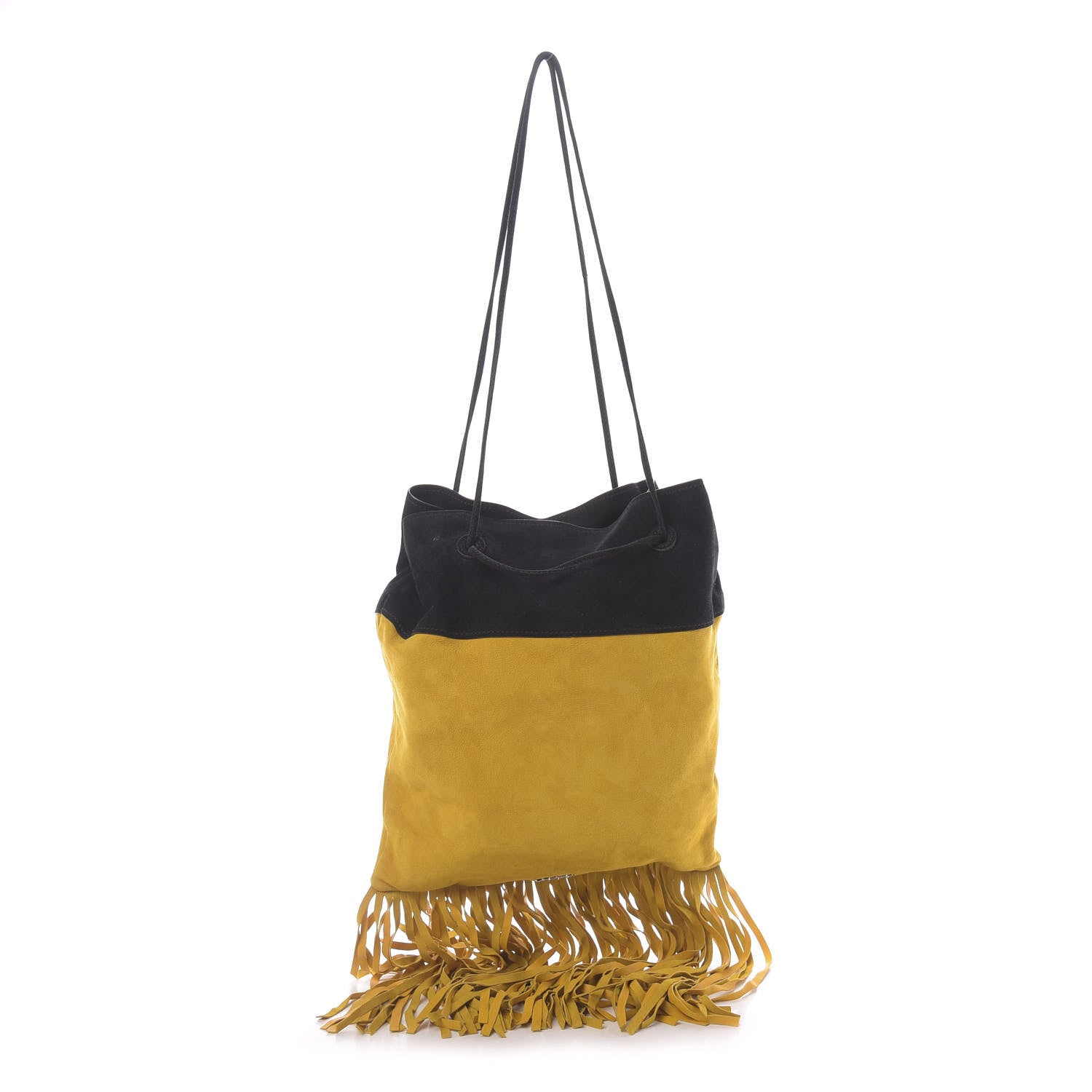 Prada Suede Scamosciato Fringe Shoulder Bag Mimosa Black 1 of 11
