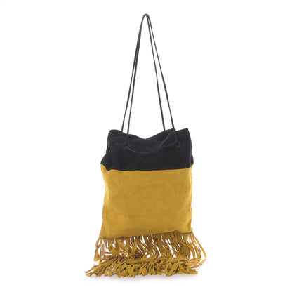Prada Suede Scamosciato Fringe Shoulder Bag Mimosa Black 1 of 11