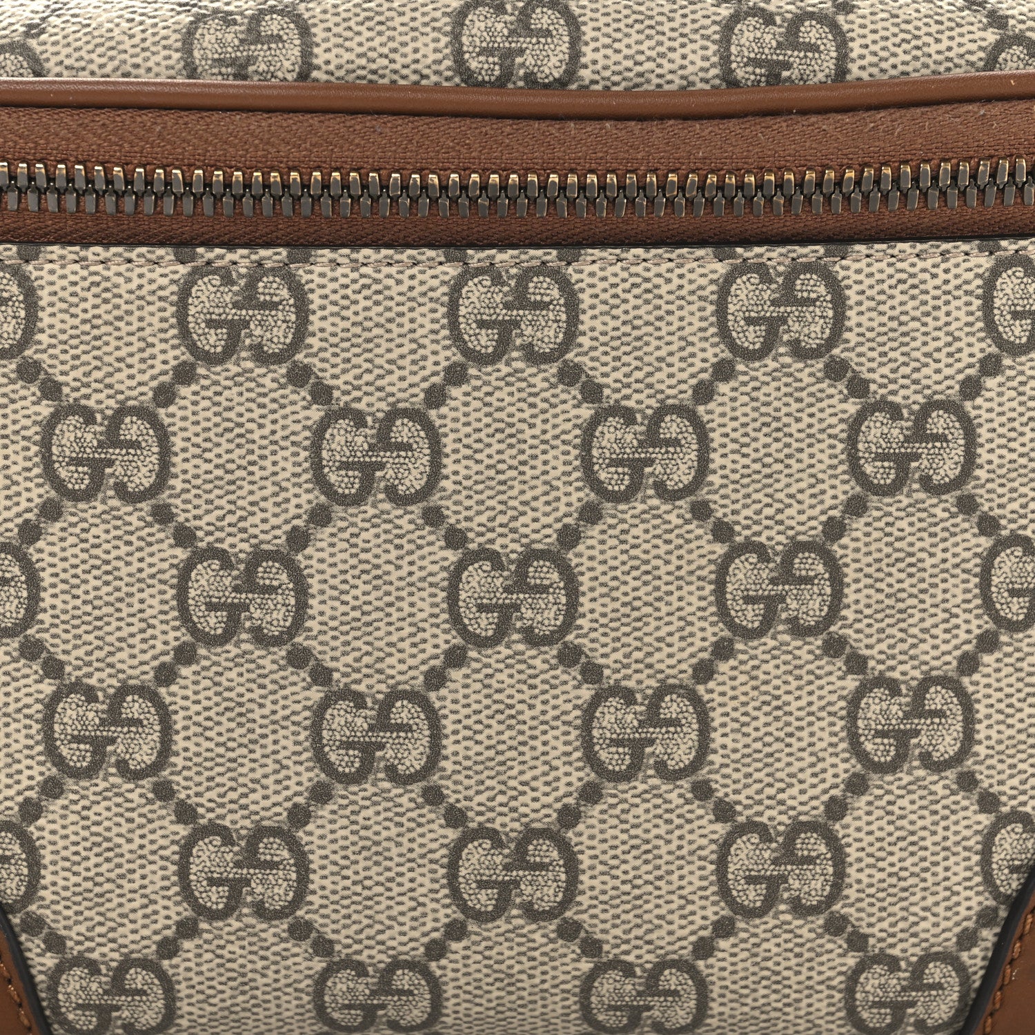 Gucci GG Supreme Monogram Emblem Calfskin Small Belt Bag Beige Dark Brown 8 of 12