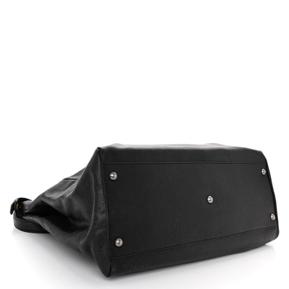 Fendi Goatskin Zucca Large Peekaboo Iconic Satchel Black Tobacco 4 of 10