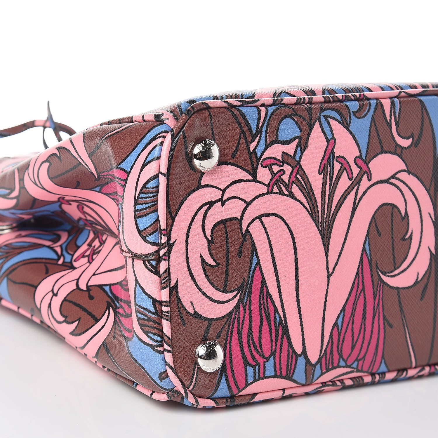 Prada Saffiano Floral Print Small Galleria Double Zip Tote Cotto 11 of 12