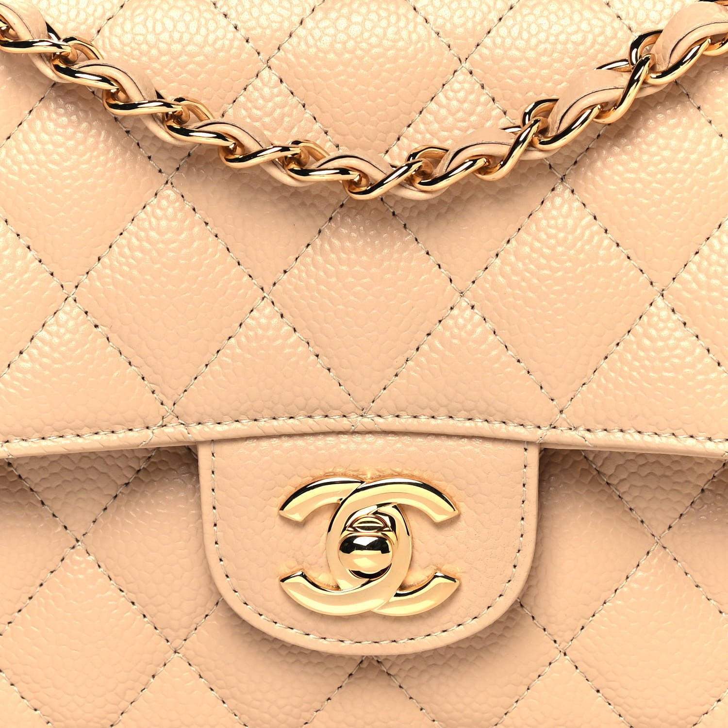 Chanel Caviar Quilted Medium Double Flap Beige 8 of 14