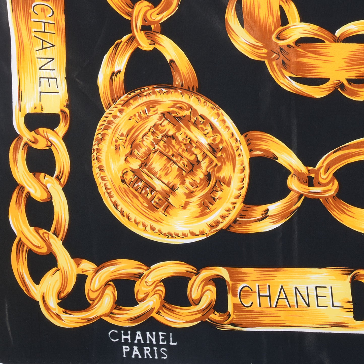 Silk 31 Rue Cambon Scarf Black Gold