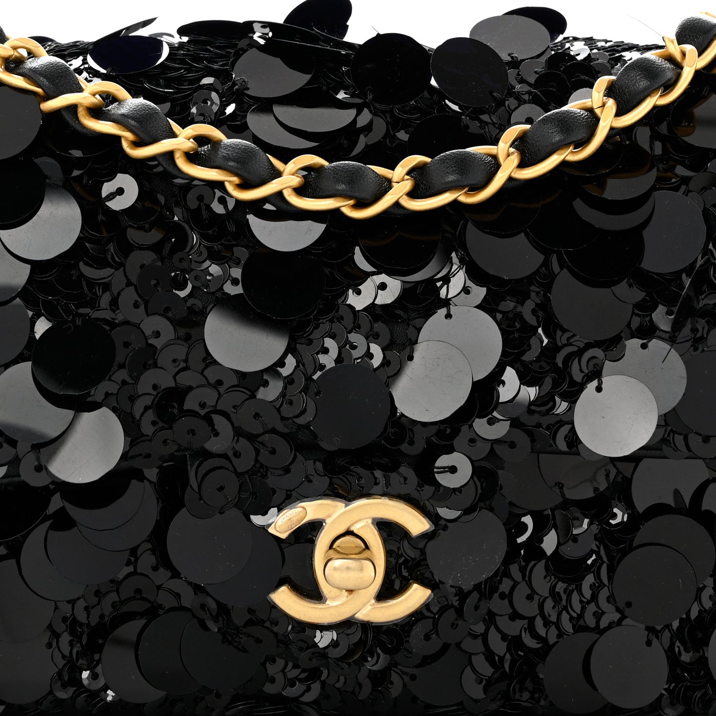 Sequin Mini Rectangular Flap Black