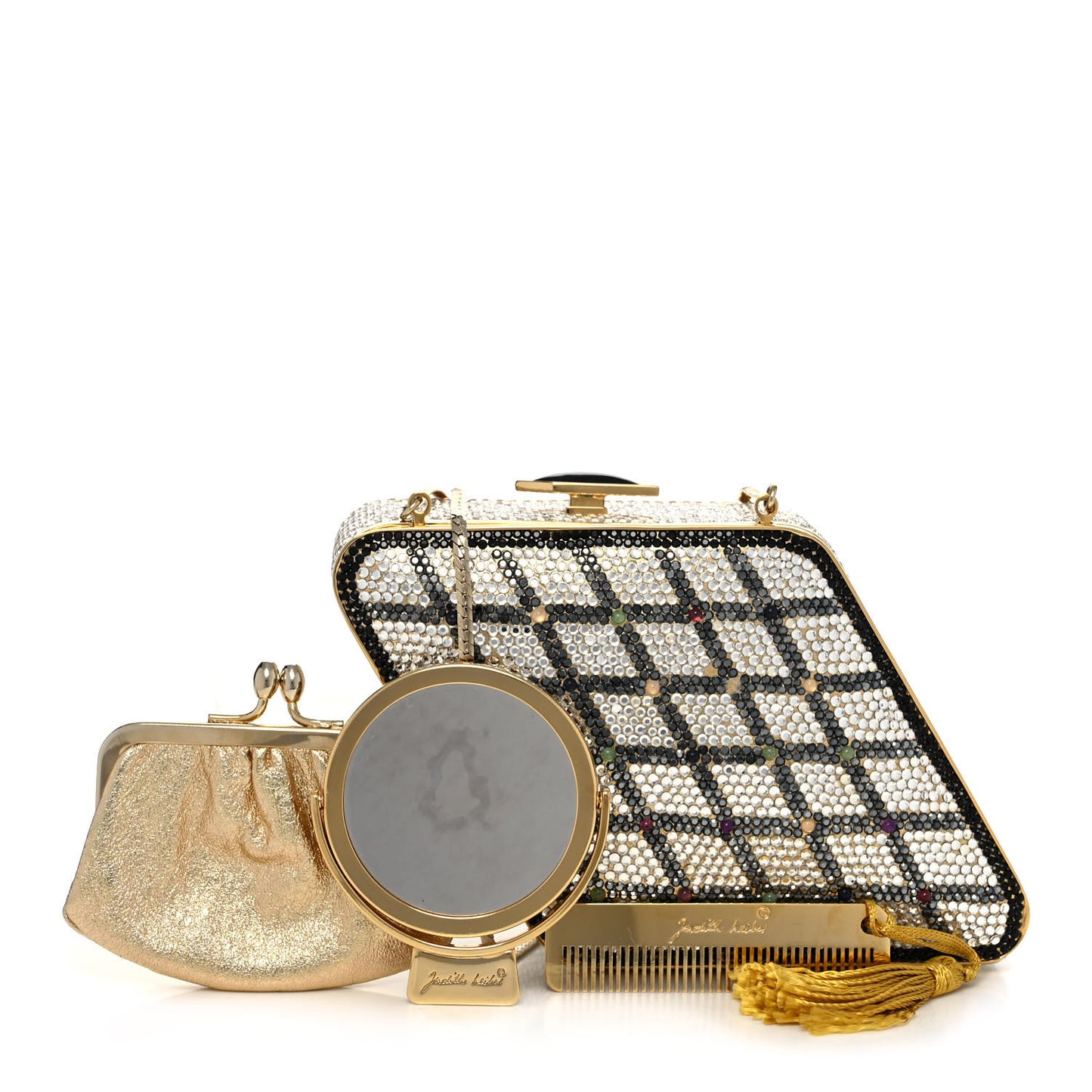 Crystal Minaudiere Clutch Gold Multicolor