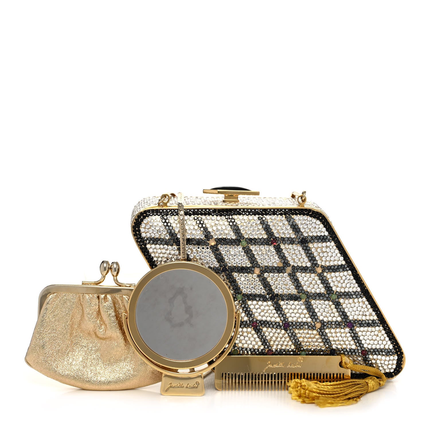 Judith Leiber Crystal Minaudiere Clutch Gold Multicolor 1 of 13