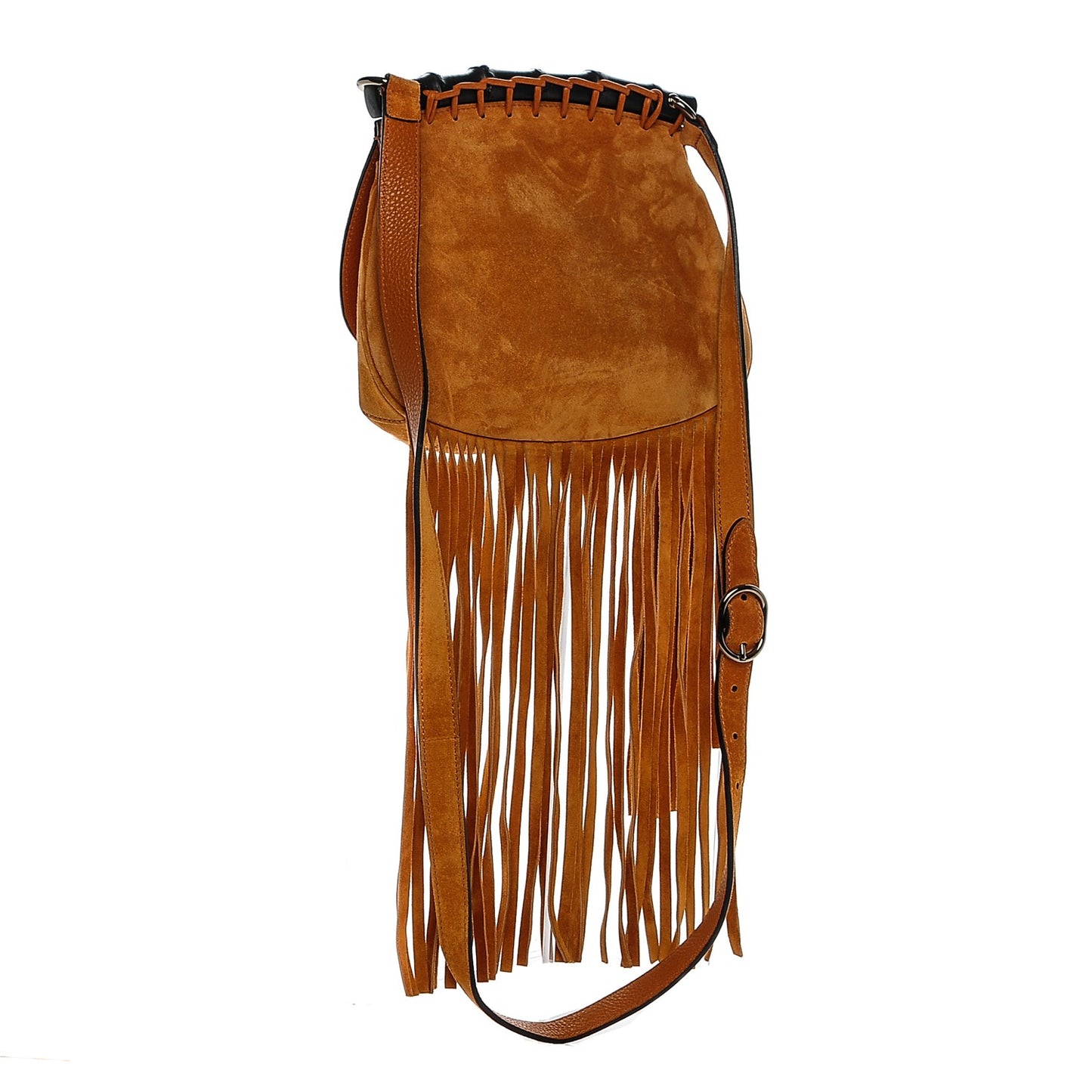 Suede Small Nouveau Fringe Shoulder Bag Orange