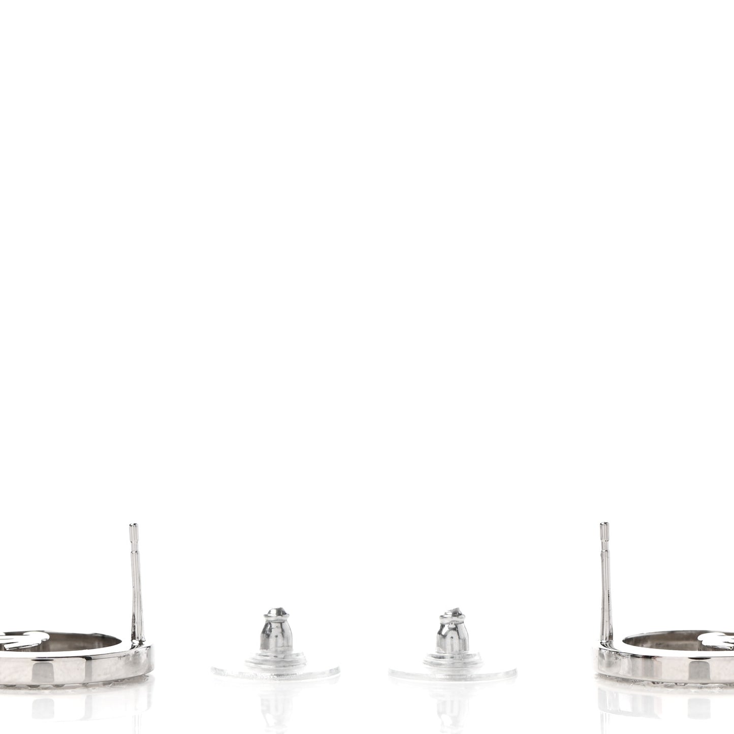 Crystal CC Round Earrings Silver