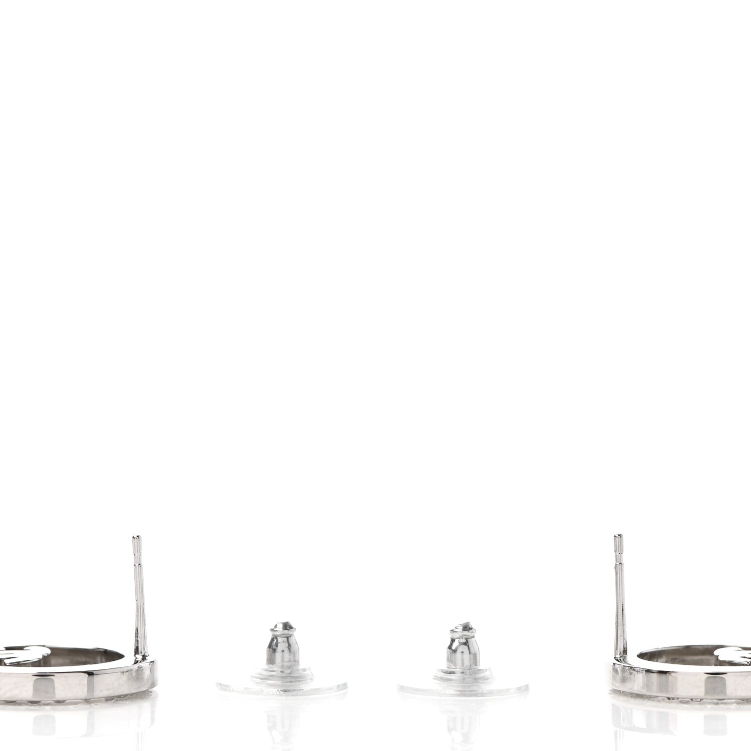 Chanel Crystal CC Round Earrings Silver 3 of 4