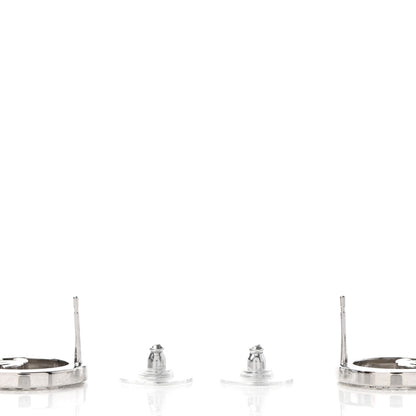 Chanel Crystal CC Round Earrings Silver 3 of 4