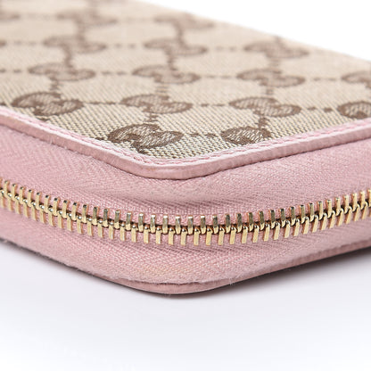 Gucci Monogram Dollar Calfskin Zip Around Compact Wallet Beige Ebony Soft Pink 11 of 13