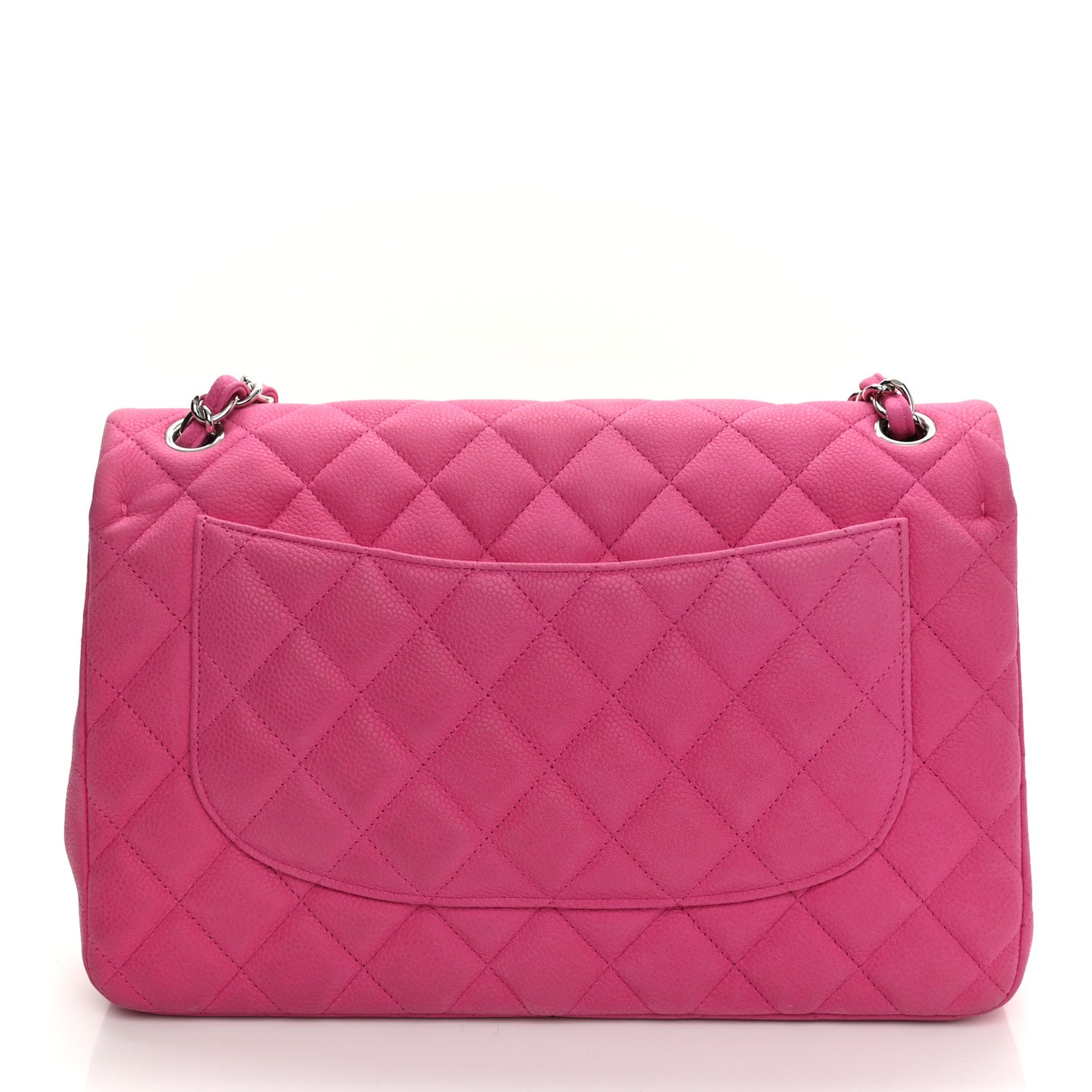 Iridescent Caviar Quilted Jumbo Double Flap Pink
