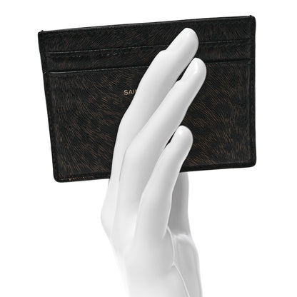 Saint Laurent Calfskin Leopard Print Card Case Black Brown 2 of 9