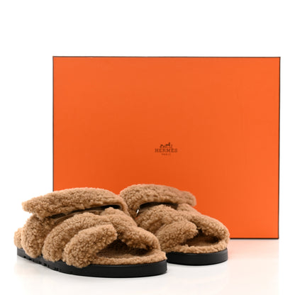 Hermes Woolskin Chypre Sandals 37 Beige Gobi 8 of 8
