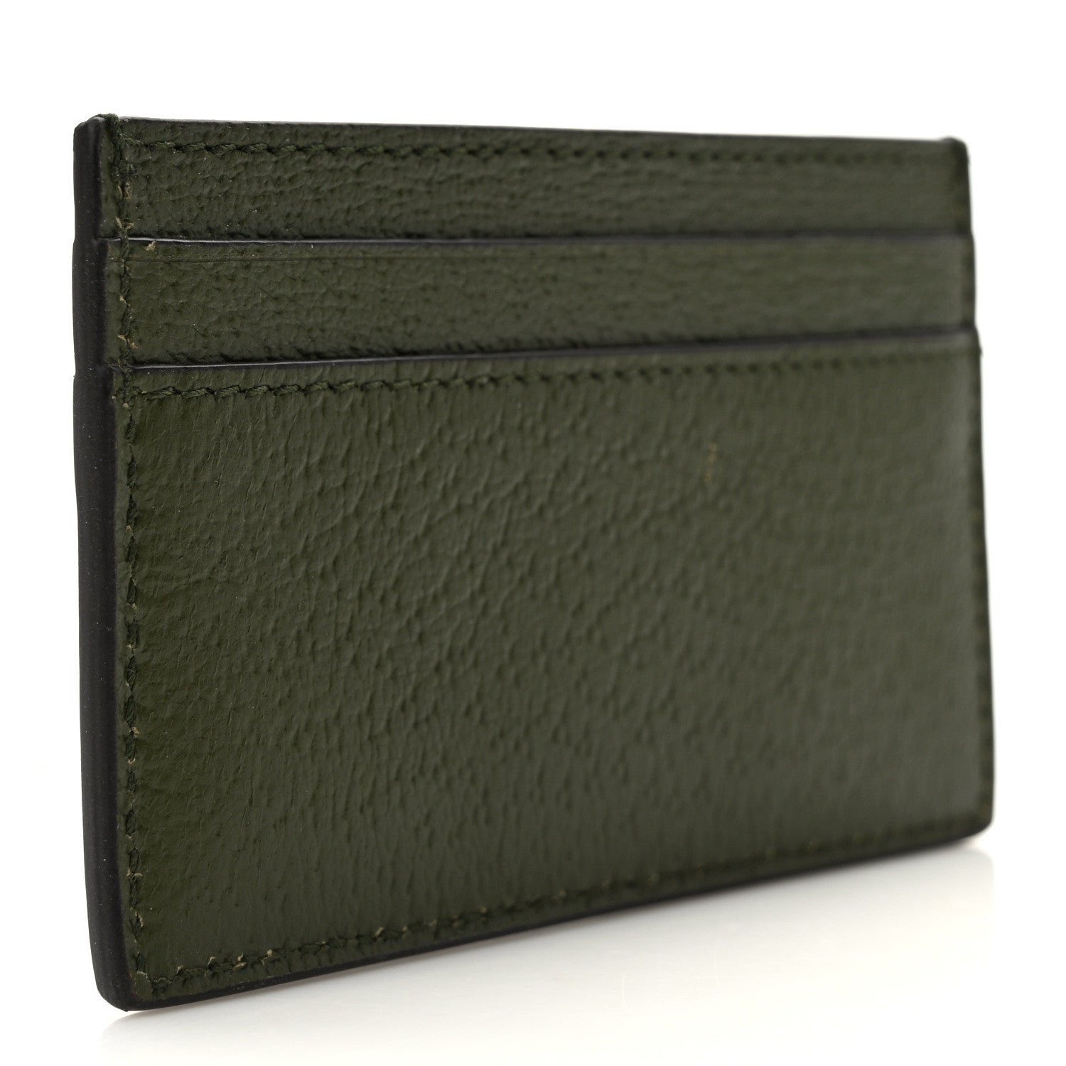 Gucci Textured Dollar Calfskin GG Marmont Card Holder Military Wood 3 of 9
