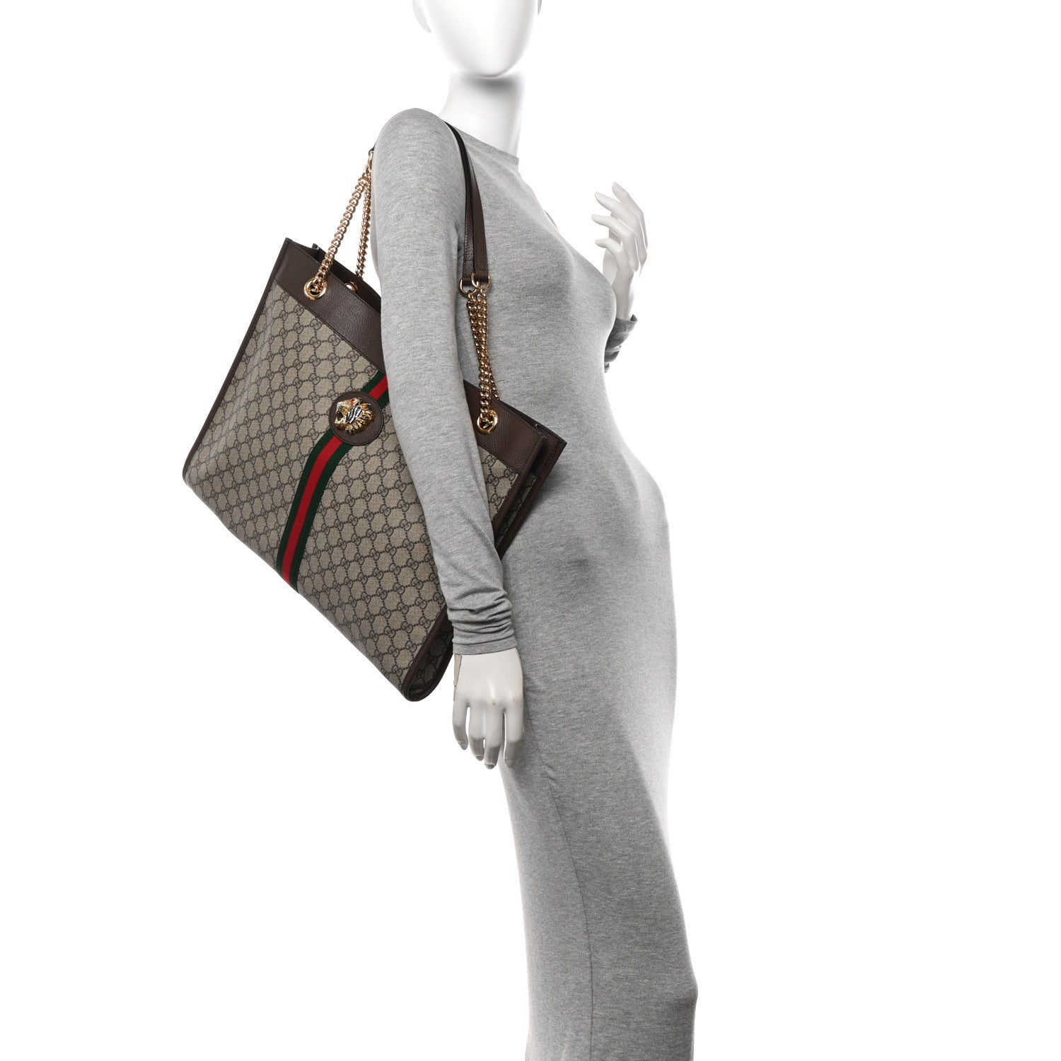 Gucci GG Supreme Monogram Large Rajah Chain Tote Beige New Acero 2 of 12