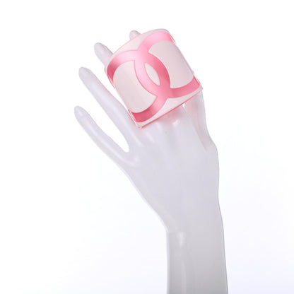 Chanel Resin CC Wide Cuff White Pink 2 of 4